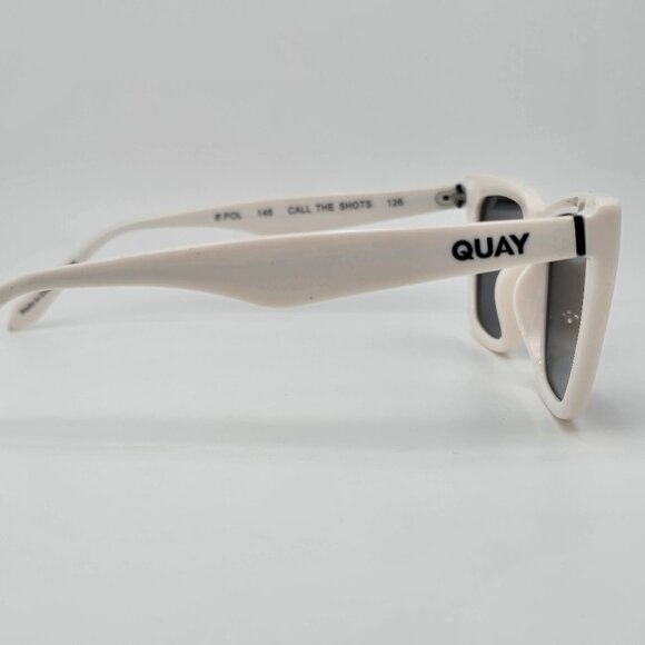 Quay Australia Call The Shots White Frame Polarized Grey Lens Cat Eye Sunglasses main image 11